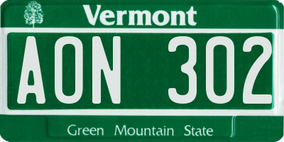 VT license plate AON302