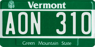 VT license plate AON310