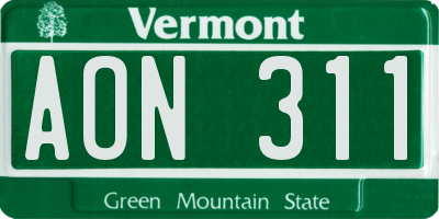 VT license plate AON311