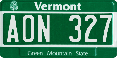 VT license plate AON327