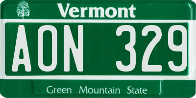 VT license plate AON329