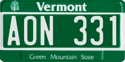 VT license plate AON331