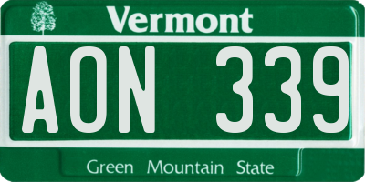 VT license plate AON339