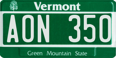 VT license plate AON350