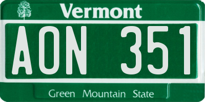 VT license plate AON351