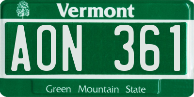 VT license plate AON361