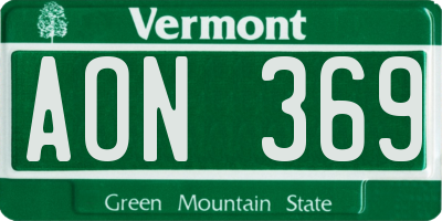 VT license plate AON369