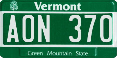 VT license plate AON370
