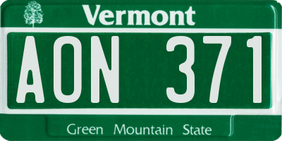 VT license plate AON371