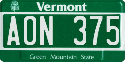 VT license plate AON375