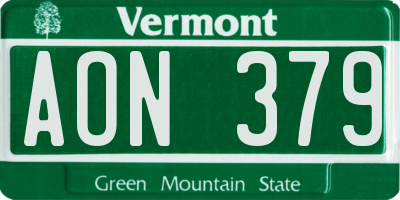 VT license plate AON379