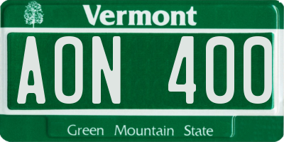 VT license plate AON400