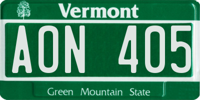 VT license plate AON405