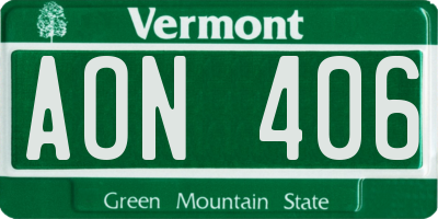VT license plate AON406