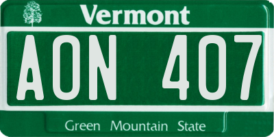 VT license plate AON407