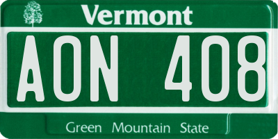 VT license plate AON408
