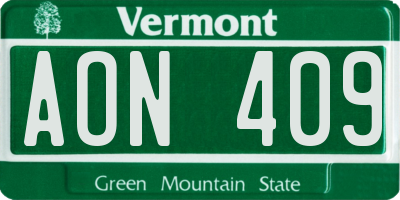 VT license plate AON409
