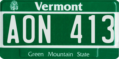 VT license plate AON413
