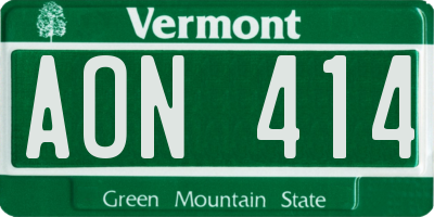 VT license plate AON414
