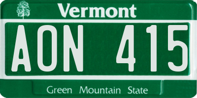 VT license plate AON415