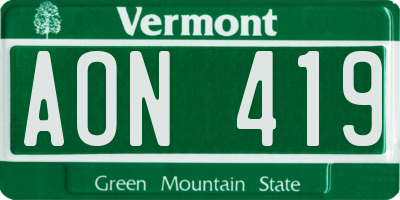 VT license plate AON419