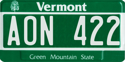 VT license plate AON422