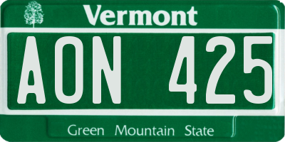 VT license plate AON425