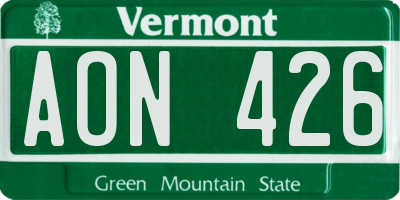 VT license plate AON426