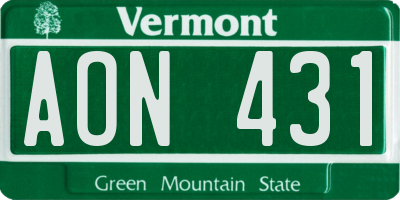 VT license plate AON431