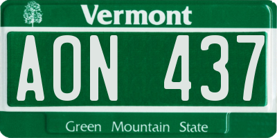 VT license plate AON437