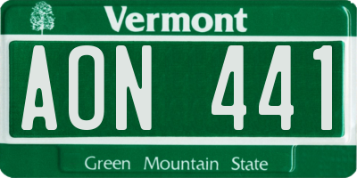 VT license plate AON441