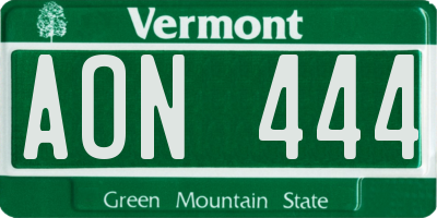 VT license plate AON444