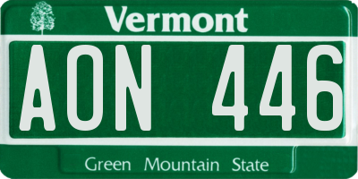 VT license plate AON446