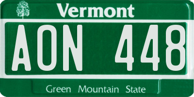 VT license plate AON448
