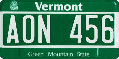 VT license plate AON456