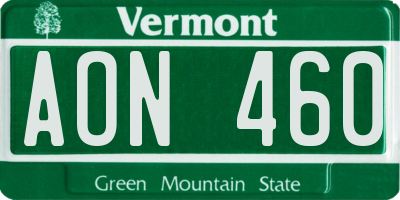 VT license plate AON460