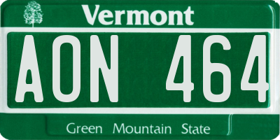 VT license plate AON464