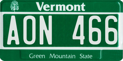 VT license plate AON466