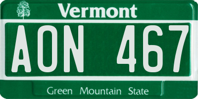 VT license plate AON467