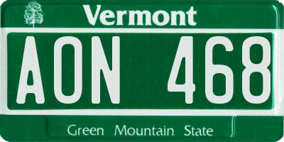 VT license plate AON468