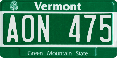 VT license plate AON475