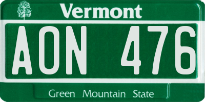 VT license plate AON476