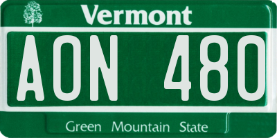 VT license plate AON480
