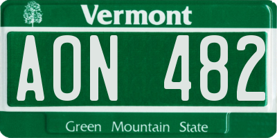 VT license plate AON482