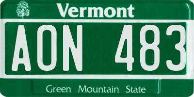 VT license plate AON483