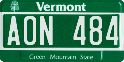 VT license plate AON484