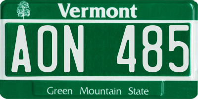VT license plate AON485
