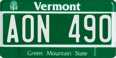 VT license plate AON490