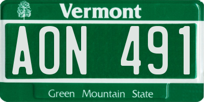 VT license plate AON491