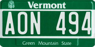 VT license plate AON494